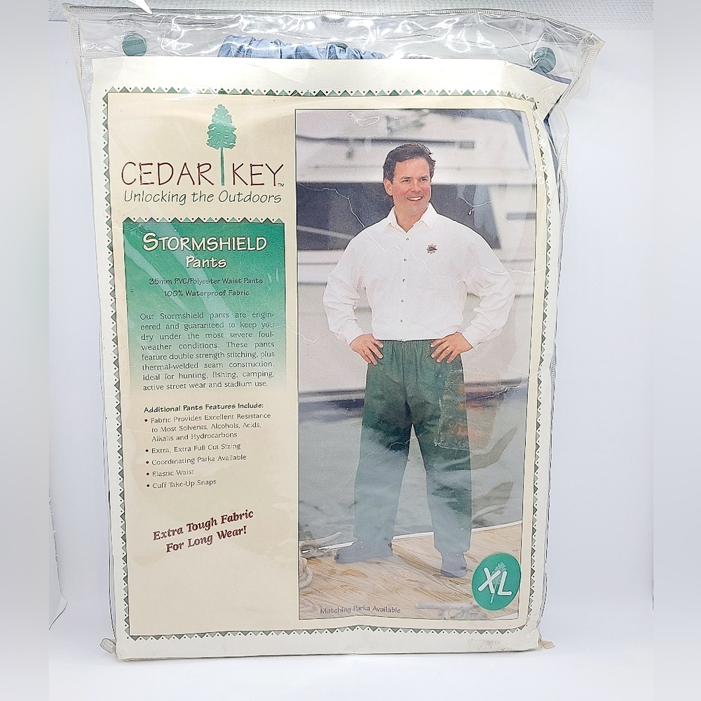 Vintage Navy Blue Cedar Key Stormshield Suit‎ Rain Pants Size XL New